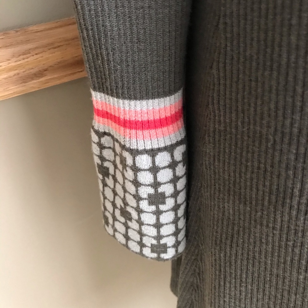 Orla Kiely Long Wool Brown Cardigan Patterned Cuff - Picture 7 of 12